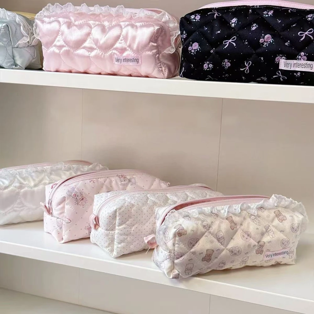 New Cute Satin Handmade Pencil Case Suitable for DJ Action Camera Storage Bag Makeup Brush Bag