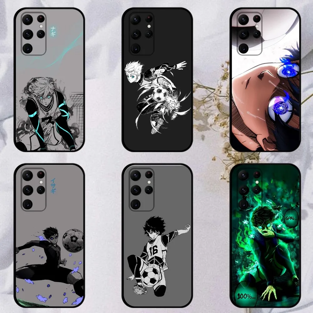 Anime B-Blue L-Lock   Phone Case For Samsung S23,23,22,30,21,10,9,Note20 Ultra,Lite,Ultra,5G,Plus,FE,Black Soft Case