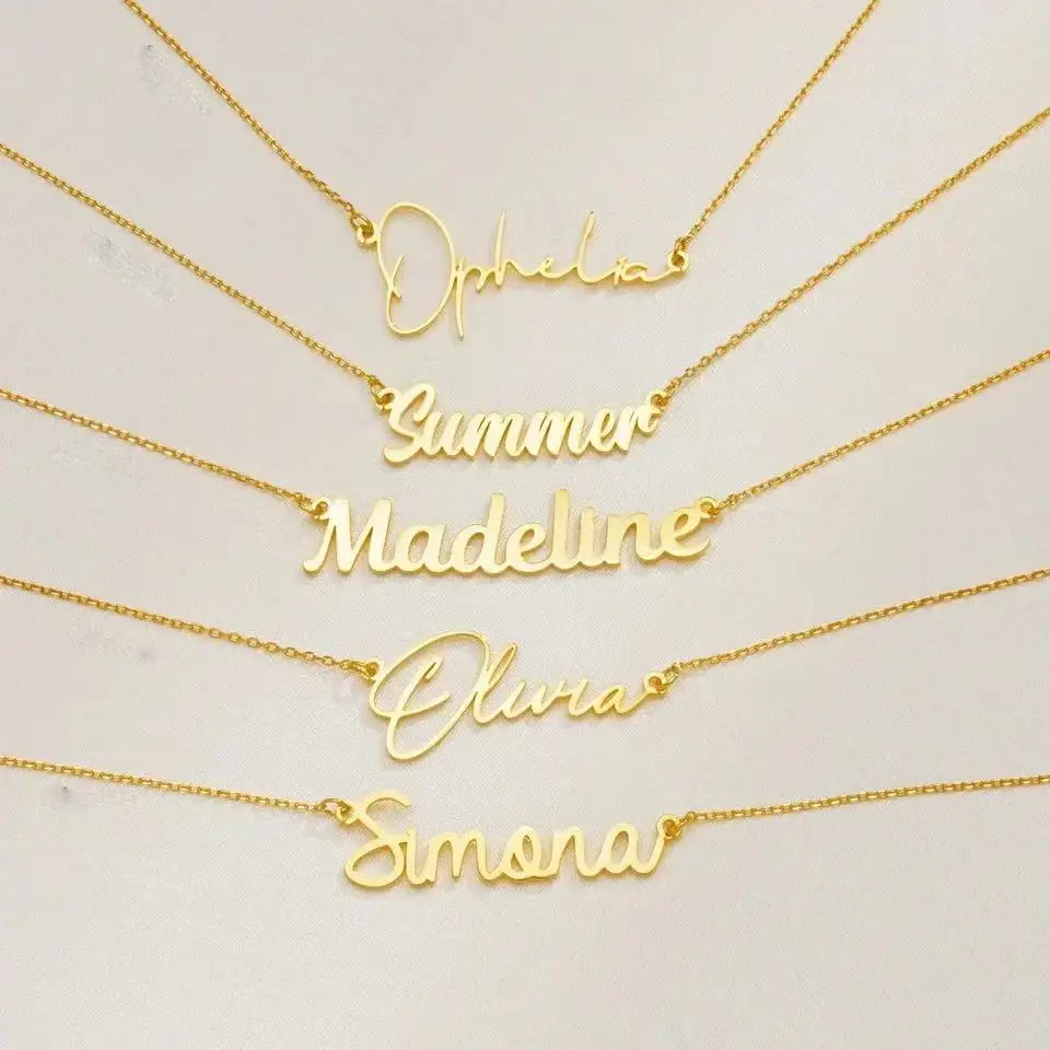 Customized Name Letter Necklace Personalized Stainless Steel Simple Pendant Clavicle Chain Women\'s Jewelry Valentine\'s Day Gift