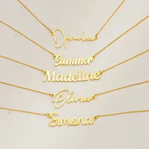 Vòng cổ tên cá nhân cho phụ nữ, thép không gỉ, mặt dây chuyền đơn giản, chuỗi xương đòn, đồ trang sức cá nhân, quà tặng ngày lễ tình nhân 10 Quà tặng tùy chỉnh bán hàng chính giá rẻ - №2