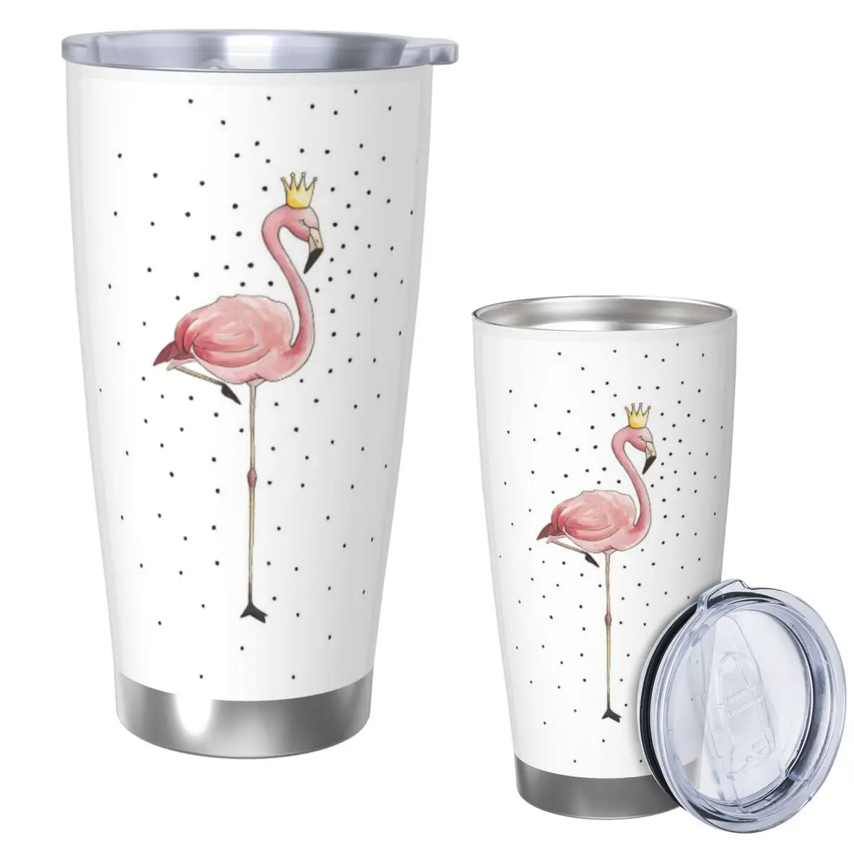 Flamingo Cactus Tropical Ruber Stainless Steel Tumbler Vacuum Insulated Mugs Thermal Cold Cups Straw With Lid 20oz