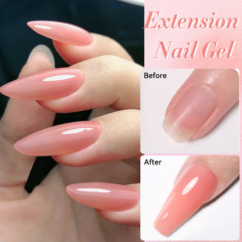 UR SUGAR 15ml Clear Nude Pink Quick Extension Nail Gel Soak Off Nail Art Gel Finger Extension Acrylic Solution Gel Polish Manicu