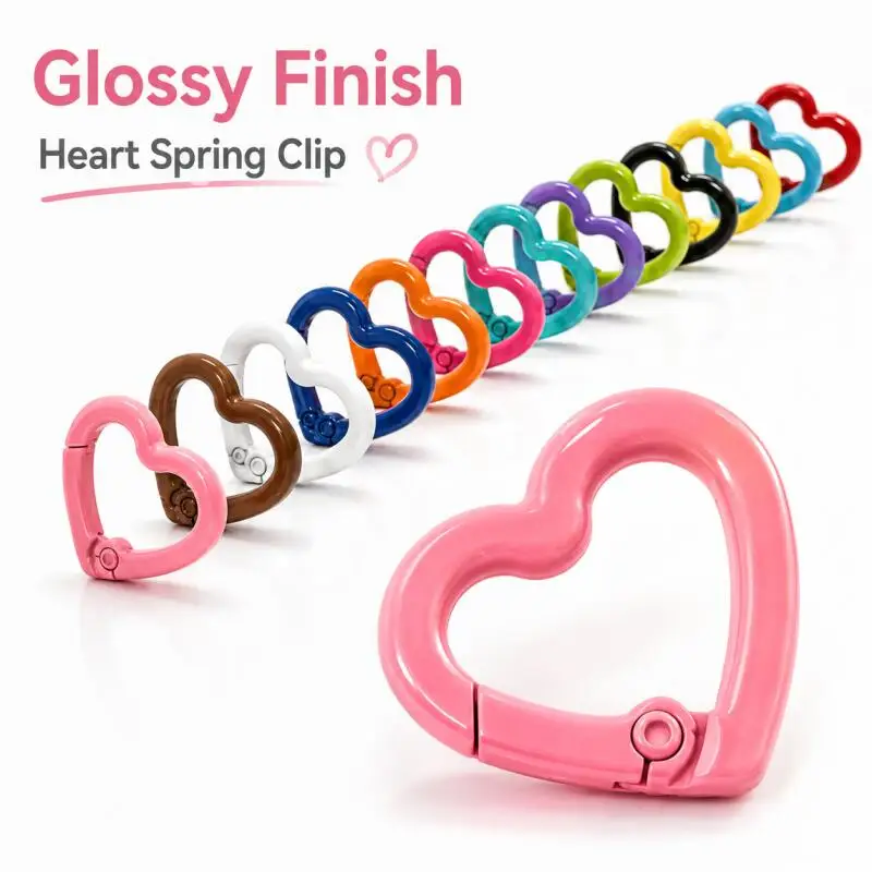 

10~50Pcs Colorful Heart-Shaped Lobster Clasps Metal Painted Keychains Spring Clasps for DIY Keychain Jewelry Making Accessories