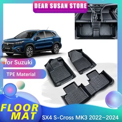 Car Floor Mat for Suzuki SX4 S-Cross MK3 2022~2024 2023 Auto Part Foot TPE Interior Liner Carpet Pad Custom Cover Rug Accessorie