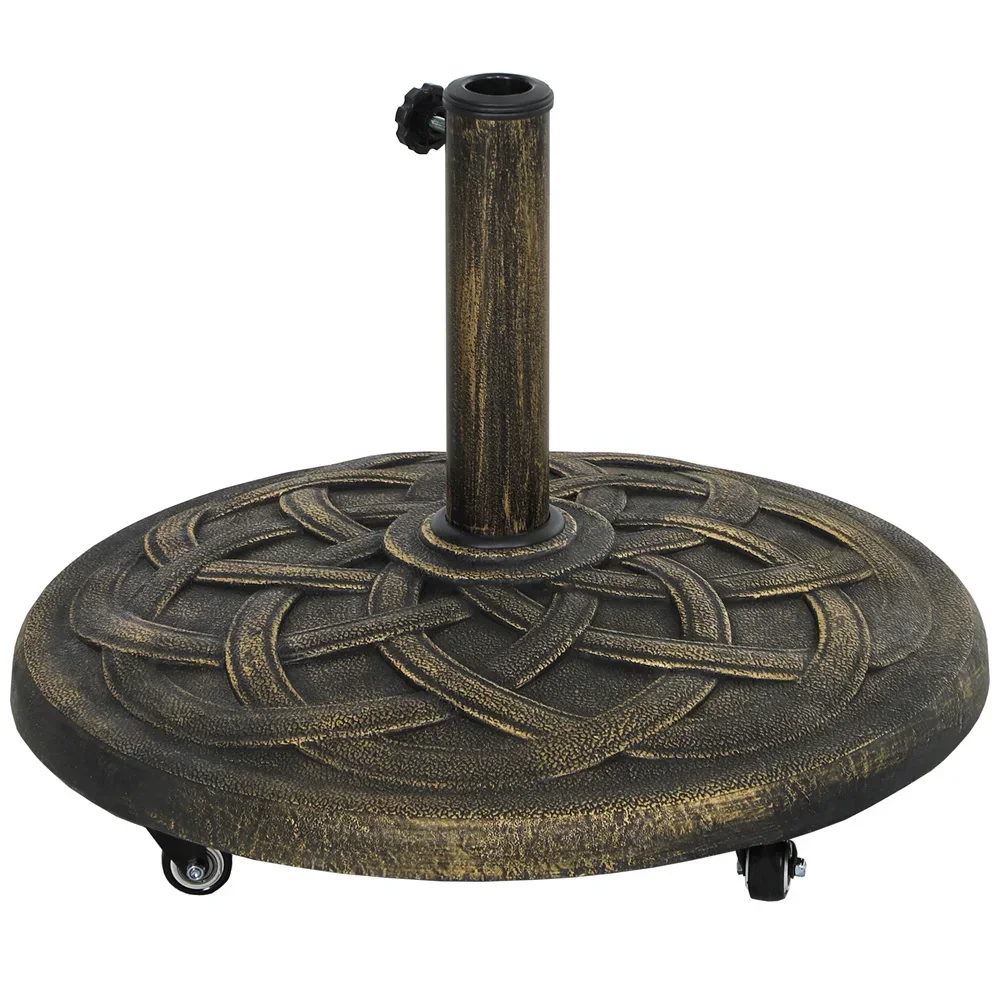 

44Lb Round Base Stand Weight For Patio Market Table Umbrella Outdoor, Bronze