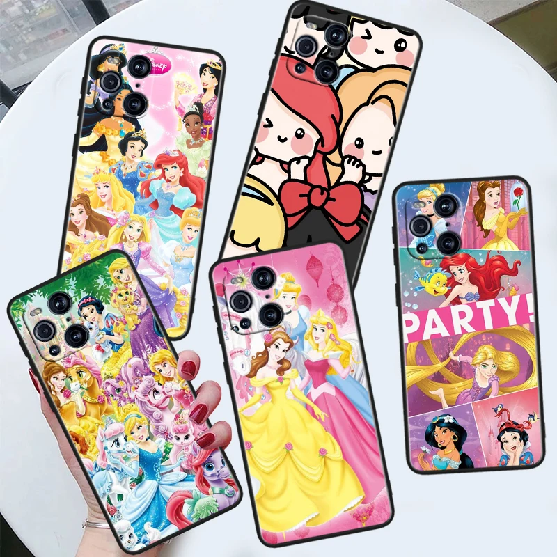 Disney Princess Pink For OPPO Find X6 X5 X3 X2 F21S F21 Pro Lite Neo Black Silicone Fundas Soft Cover Capa Phone Case