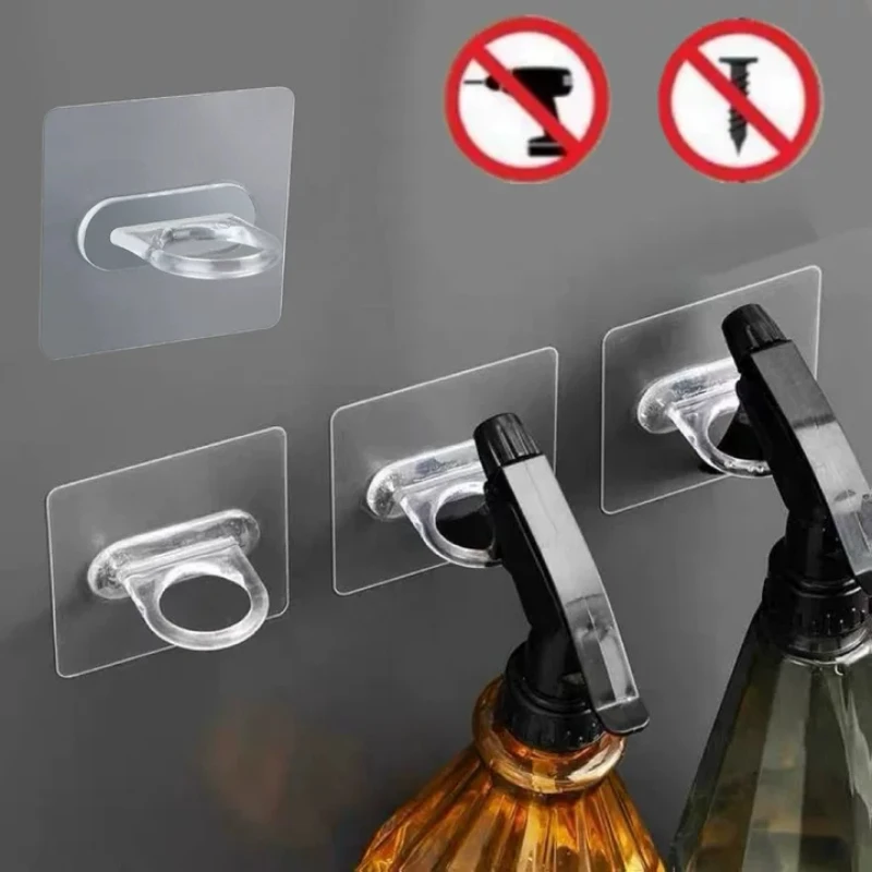 Ring Hooks Transparent Tape Storage Perforation-Free Body Wash Toilet Storage Supplies Waterproof and Rust Resistant