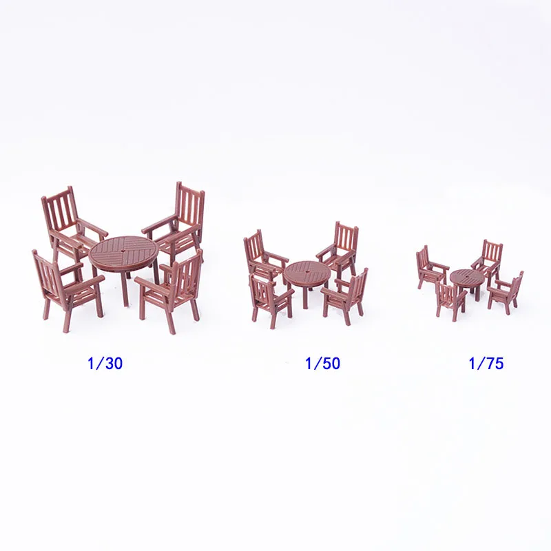 2Sets Miniature Table Chair Set Model Scale 1:30-75 ABS Indoor House Materials Sand Table Landscape Layout Diorama Kits