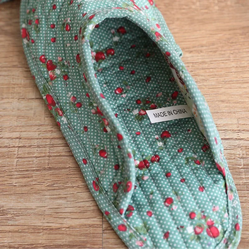 Pantofole da donna per interni primavera autunno morbido cotone pantofole con suola in punta giapponese pantofole da donna infradito Vintage floreali per la casa