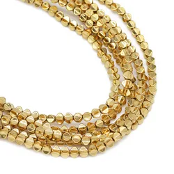 Real Gold Plated 3x3MM Carambola Shape Hematite Natural Stone Spacer Loose Beads For Jewelry Making Diy Bracelets Accessories
