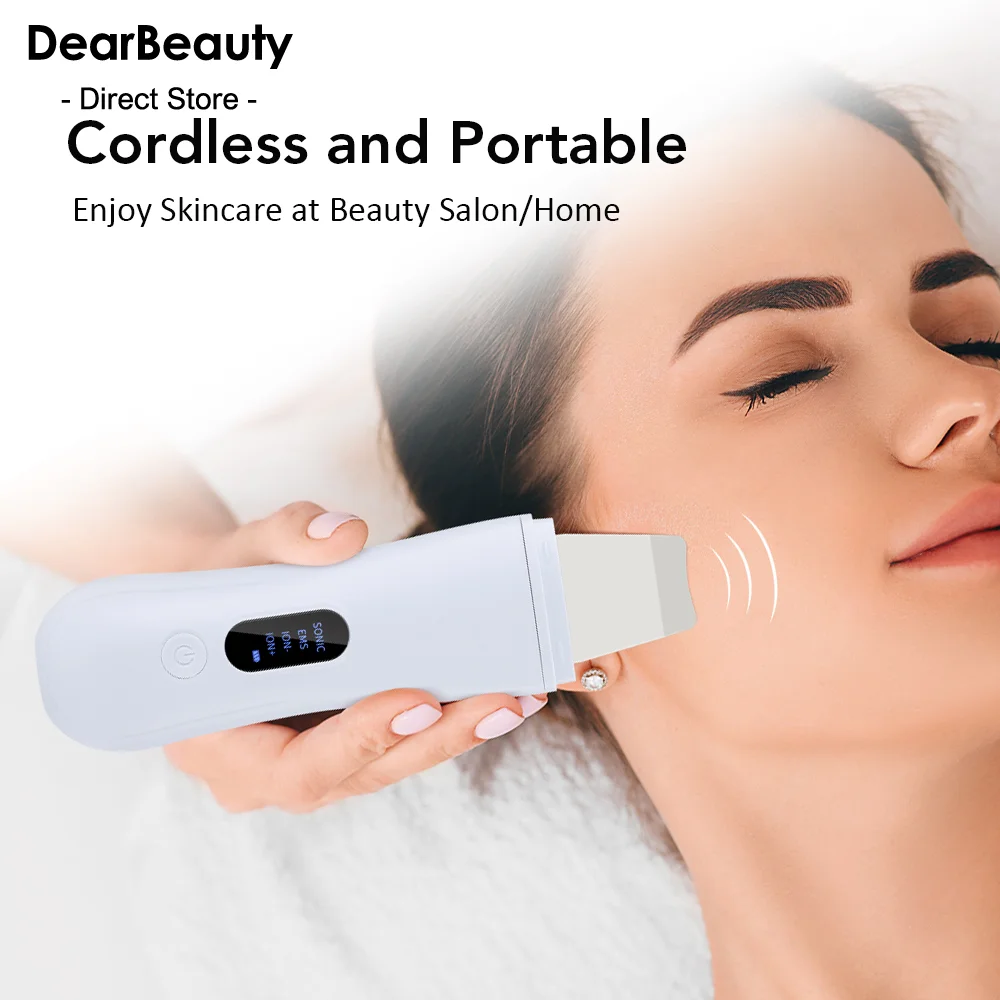 Purificador ultrassônico da pele, espátula facial, esfoliante da pele, raspador e removedor de cravo, limpador de poros, limpeza profunda facial