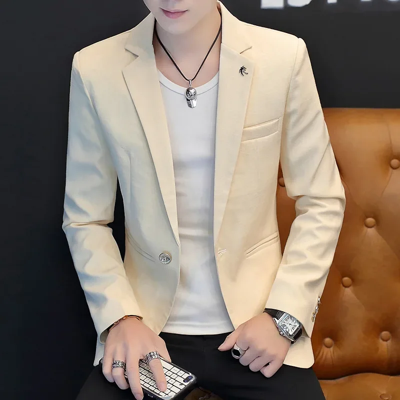 HO 2025 men handsome character stealth gauze teenagers light color fashion leisure   business blazer