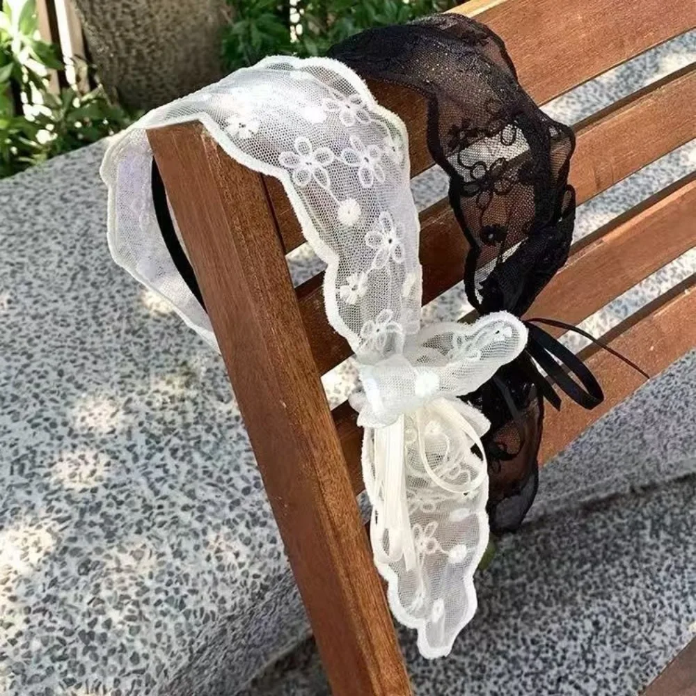 

Милая кружевная повязка для волос в корейском стиле, сказочный головной убор, повязка на голову с бантом, лента, аксессуары для волос, обруч для волос для девочек