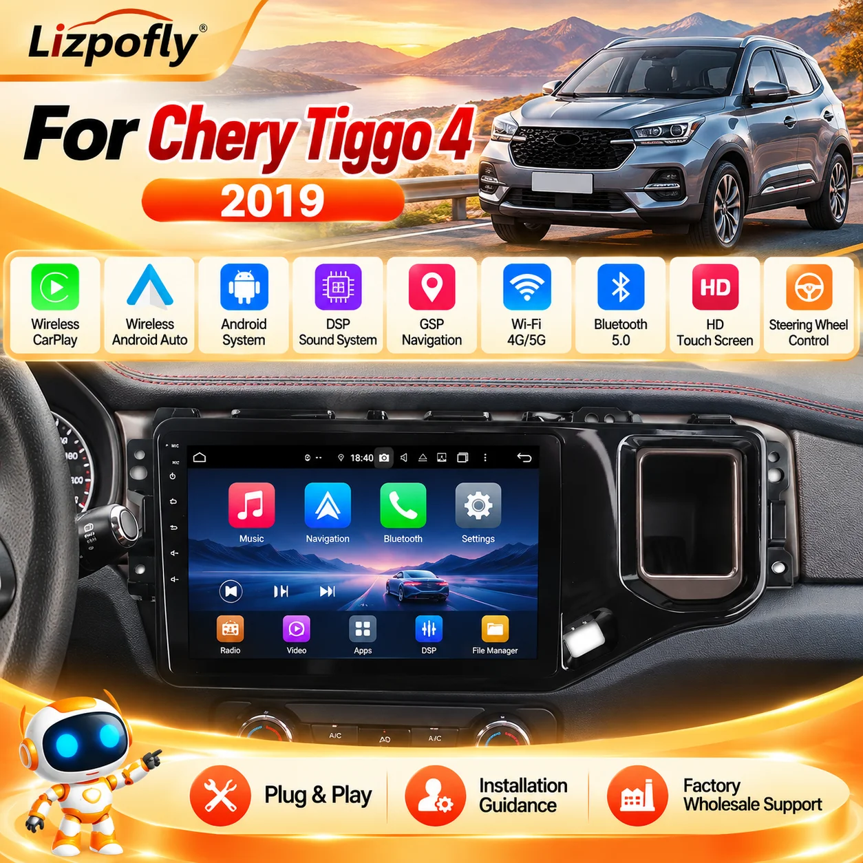 Android Multimedia Stereo Car Radio DSP For Chery Tiggo 4 2019 GPS Navigation Video Player Head Unit