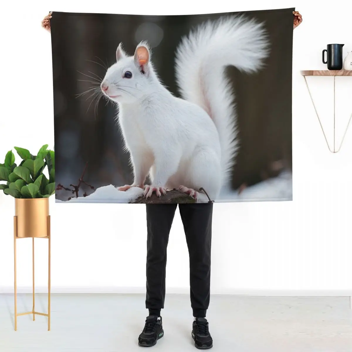 White Squirrel 01 Throw Blanket couch cozy soft plush fuzzy picnic outdoor blanket