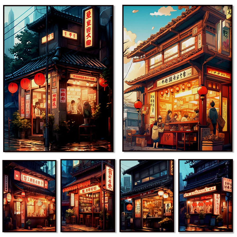 

Traditional Japanese sushi restaurant poster, vintage japanese print, oosterse kunst, voedsel poster, Aziatische kunst,