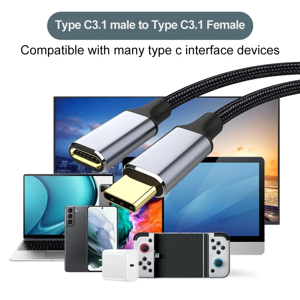 

USB 3.1 Extension Cable USB C PD100W 10Gbps Extend Cable Male to Female Type C Extender Fast Charging Cable Cord for MacBook Pro