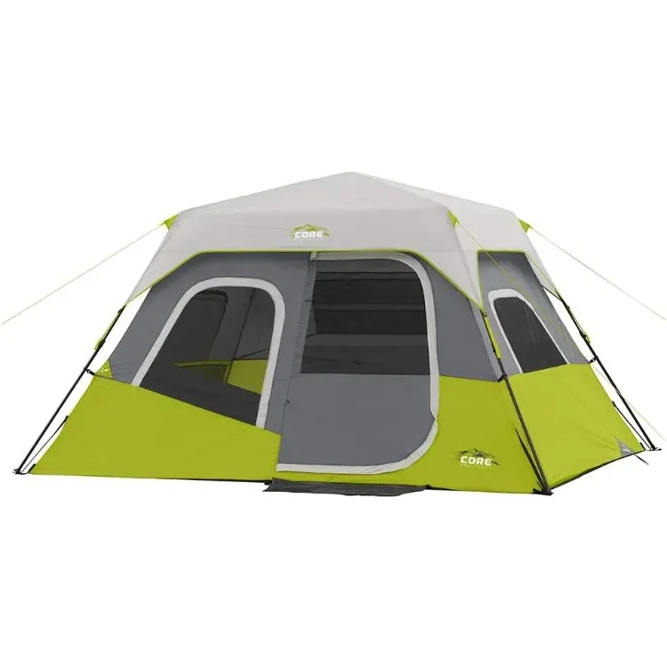 6 Person Instant Cabin Tent | Portable Large Pop Up Tent with Easy 60 Second Camp Setup for Family Camping | Included Hanging