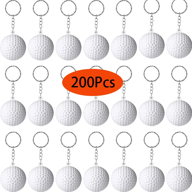 

200Pcs Sports Keychain Car Key Chain Key Ring Golf Ball Pendant Keyring For Favorite Sportsman's Gift