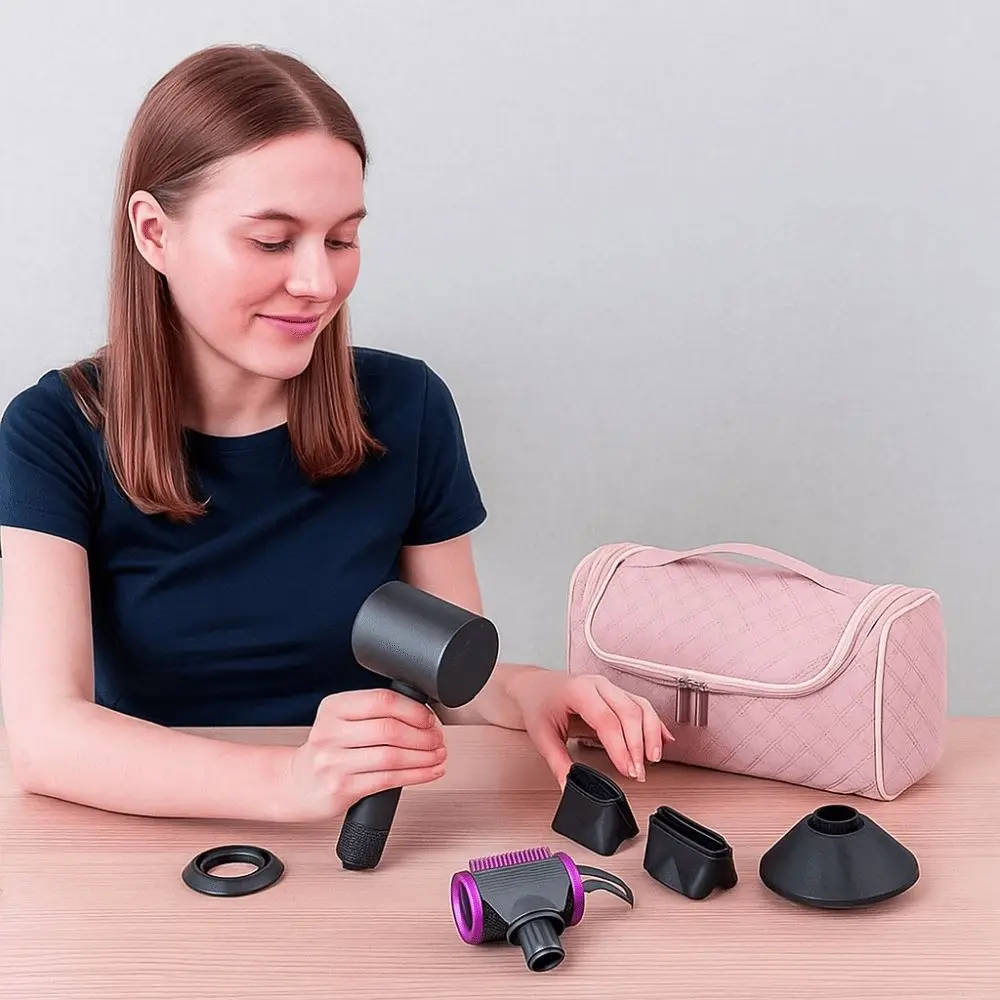 with Handle Hair Dryer Storage Bag Solid Color Dustproof Straightener Storage Pouch Double Zipper Large Capacity