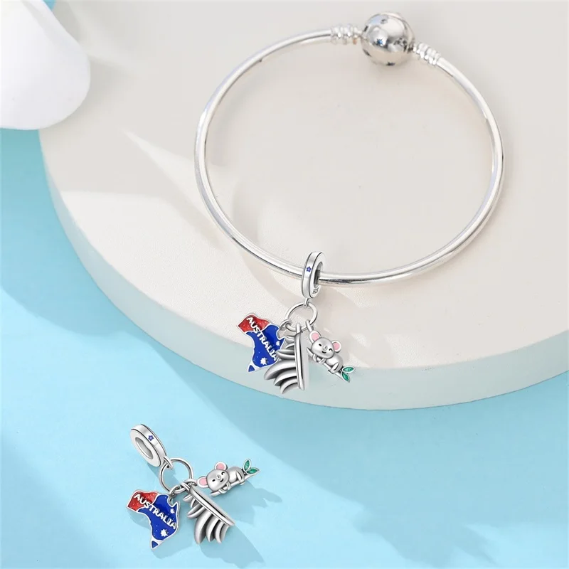 925 فضة أستراليا كوالا سيدني أوبرا البيت تذكارية قلادة سحر صالح الأصلي سحر سوار المرأة DIY مجوهرات هدية #4