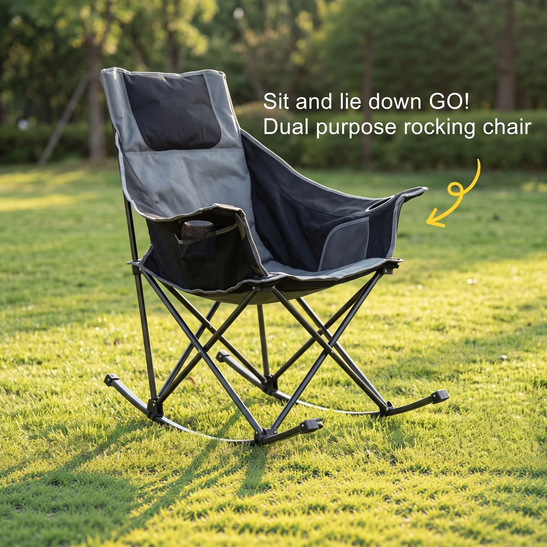 Home Rocking Chair, Portable Outdoor Camping Moon Chair,  Fishing Chair, Office Lunch Break Chair, Lounge Chair