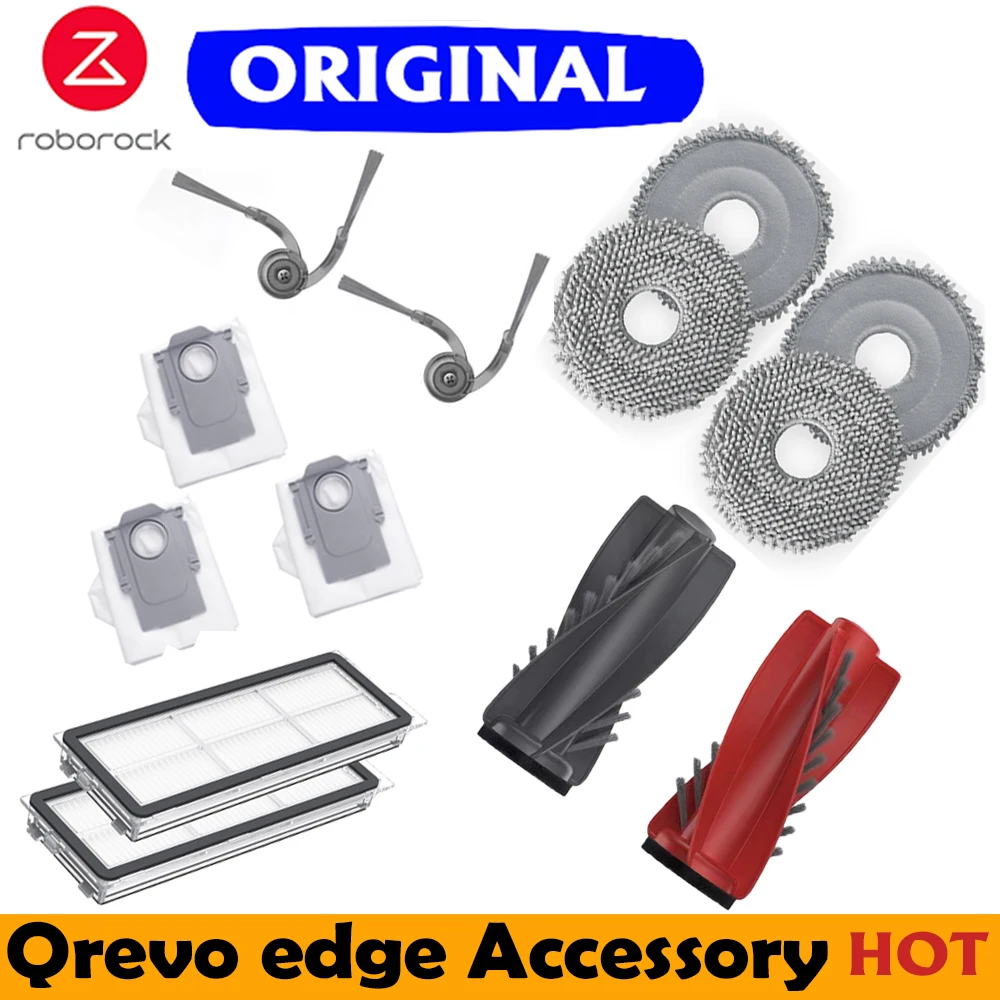 Original Roborock Qrevo edge Accessory Dust Bag Mop Washable Filter Main/Side Brush Robot Vacuum Replacement Parts  Optional