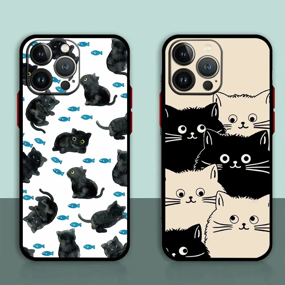 

Cartoon Cute Cats Phone Case For iPhone 11,12,13,14,15,XS,XR,X,Mini,Pro,Max,Plus Shell