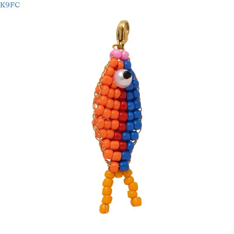 K9FC Colorful Beaded Fish Keychain with Lobster Claws Clip For Backpacks Charm