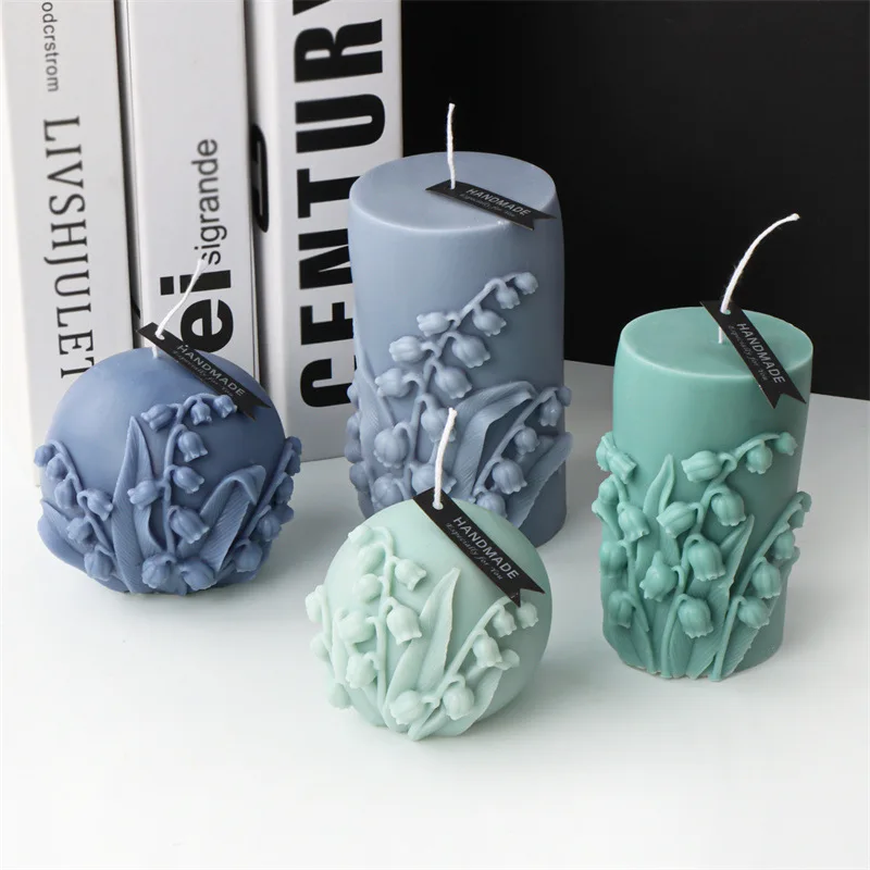 New Cylindrical Bell Orchid Candle Silicone Mold Pattern Bell Orchid Round Ball Candle Silicone Mold Cake Chocolate Resin mold