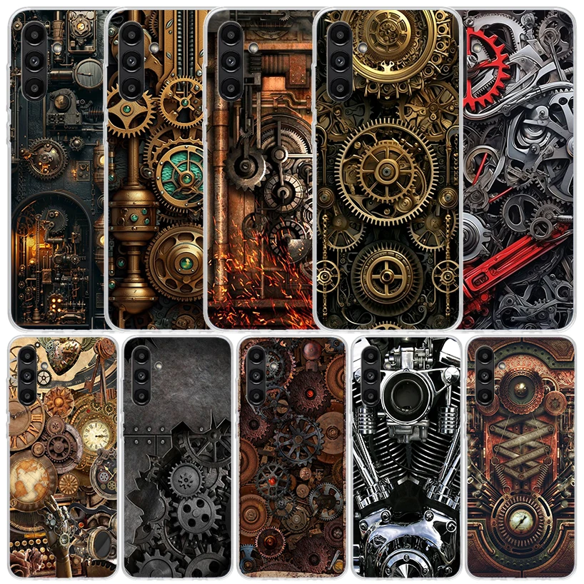 Steampunk Gear Mechanical Phone Case For Samsung Galaxy A15 A14 A13 A12 A55 A54 A53 A52 A35 A34 A33 A32 A25 A24 A23 A22 A04S A03