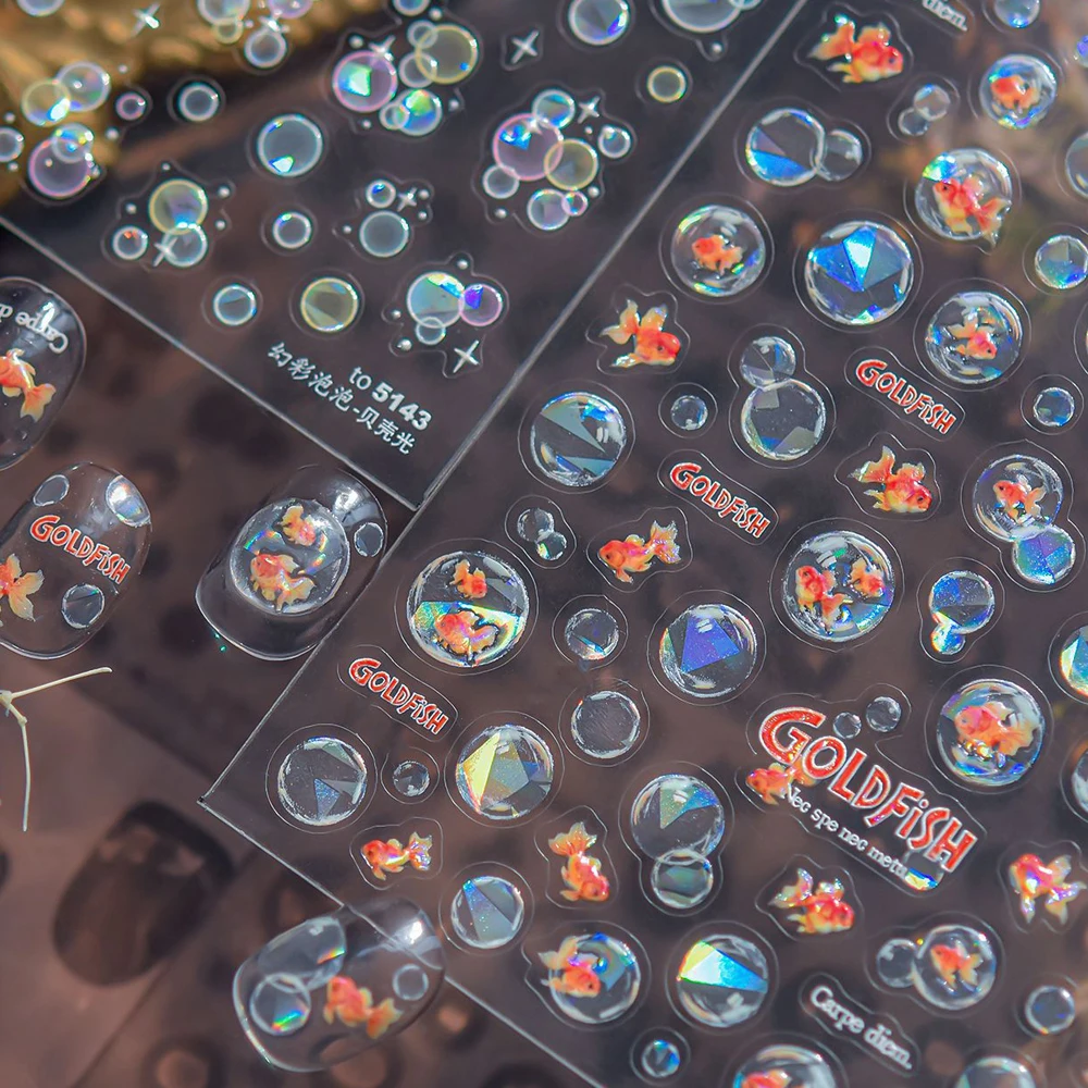 Schillernde Wasserblasen, glänzende Sterne, bunte 5D-Nagelkunst-Aufkleber, verträumte Wassertropfen, selbstklebende Dekorationen, Maniküre-Abziehbilder – Detail 2