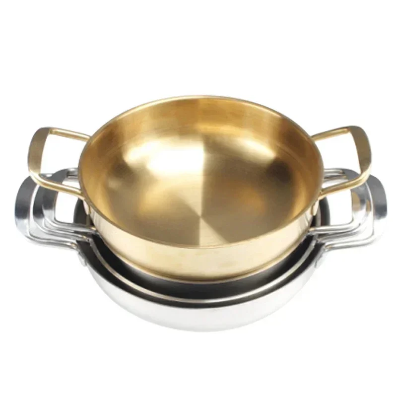 20cm Stainless Steel Ramen Pot Golden Seafood Pots Crayfish Hot Pot Small Wok Pan Clear Soup Pot Kitchen Cooking