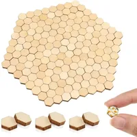 100pcs 1cm Hexagon Unfinished Blank Wood Pieces, Natural Wooden Slice Cutouts for DIY Crafts, Home Decoration, Board Games