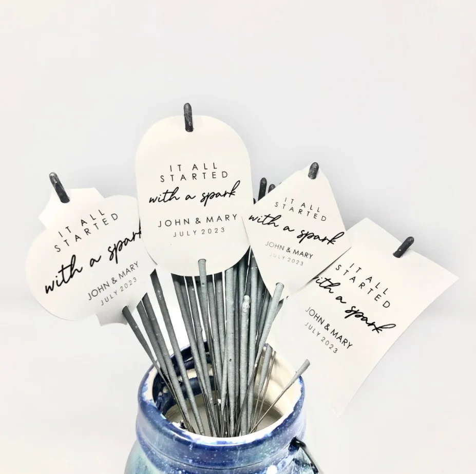 50pcs Wedding Sparkler Tags Wedding Favor Tag It all started with spark sparkler sendoff let sparks fly fireworks fourth of july