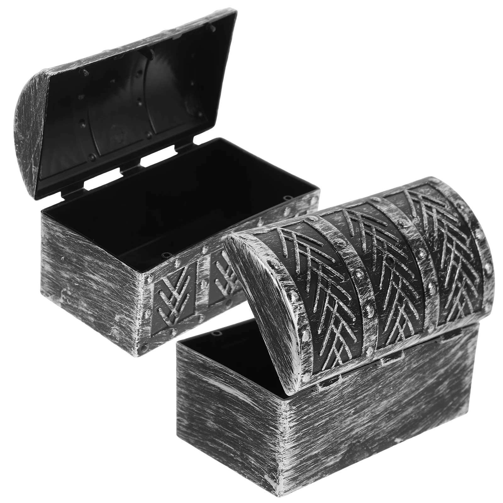 

2pcs Mini Retro Treasure Chest Plastic Jewelry Case Vintage Decorative Box Storage Craft Props Retro Trinket Container
