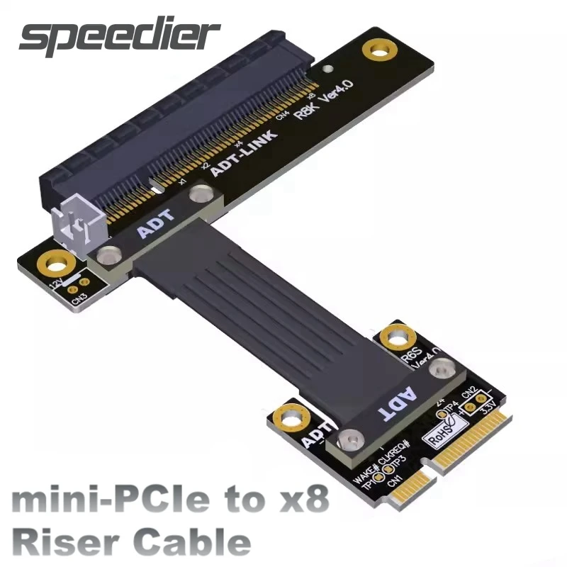 

ADT бренд Mini PCIE mPCIe (MiniCard) к PCIe 4,0x8 PCI-E 8x адаптер Удлинительный кабель Gen4 Mini-PCIe ленточный кабель с Sata питанием