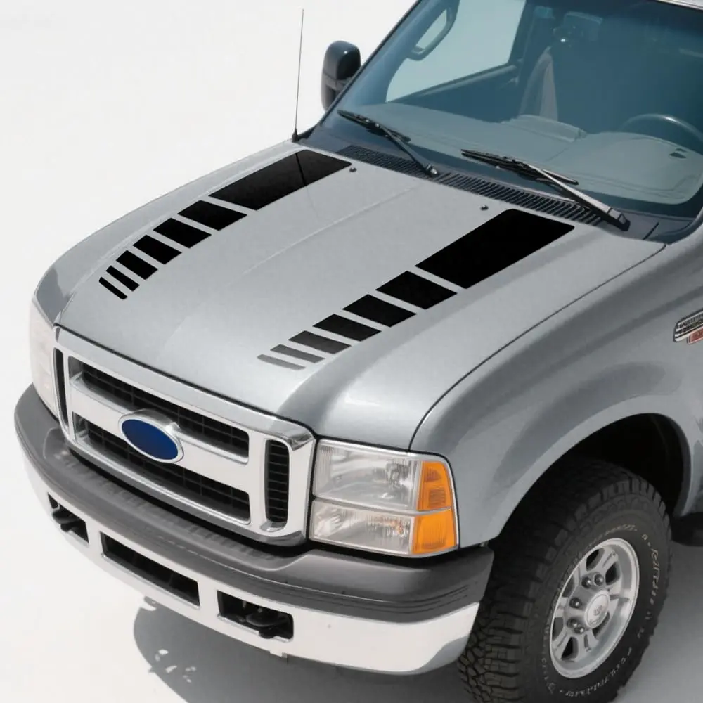 

Car Hood Bonnet Racing Sport Vinyl Decal Sticker Stripes Kit Compatible with Ford F 350 Super Duty Series 2023-Present