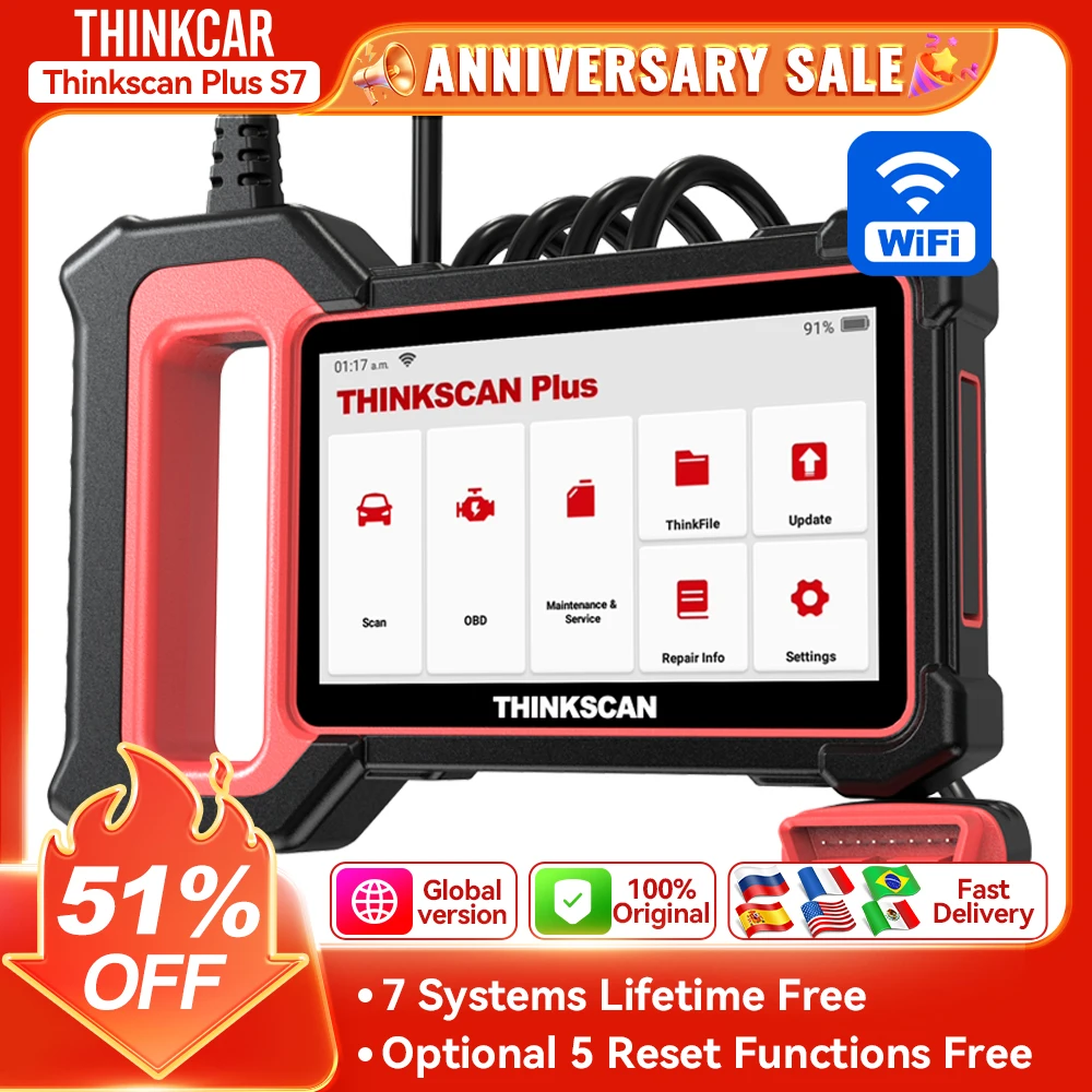 THINKSCAN PLUS S7 S6 S4 THINKCAR Skaner OBD2 Auto ABS, SRS, ECM, TCM, BCM, AC System Car EOBDII Diagnostic Scan Tool Czytnik kodów samochodowych
