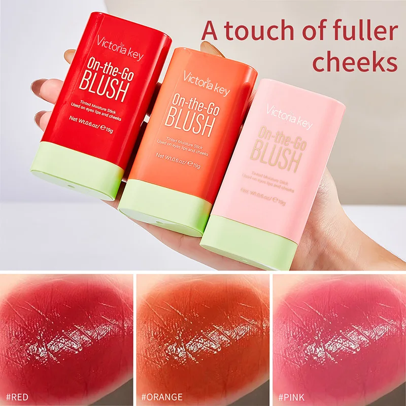 Multi-function Blush Stick Natural Cheek Face Rouge Blusher Cream Lasting High Color Rendering Brightening Skin Tone Waterproof