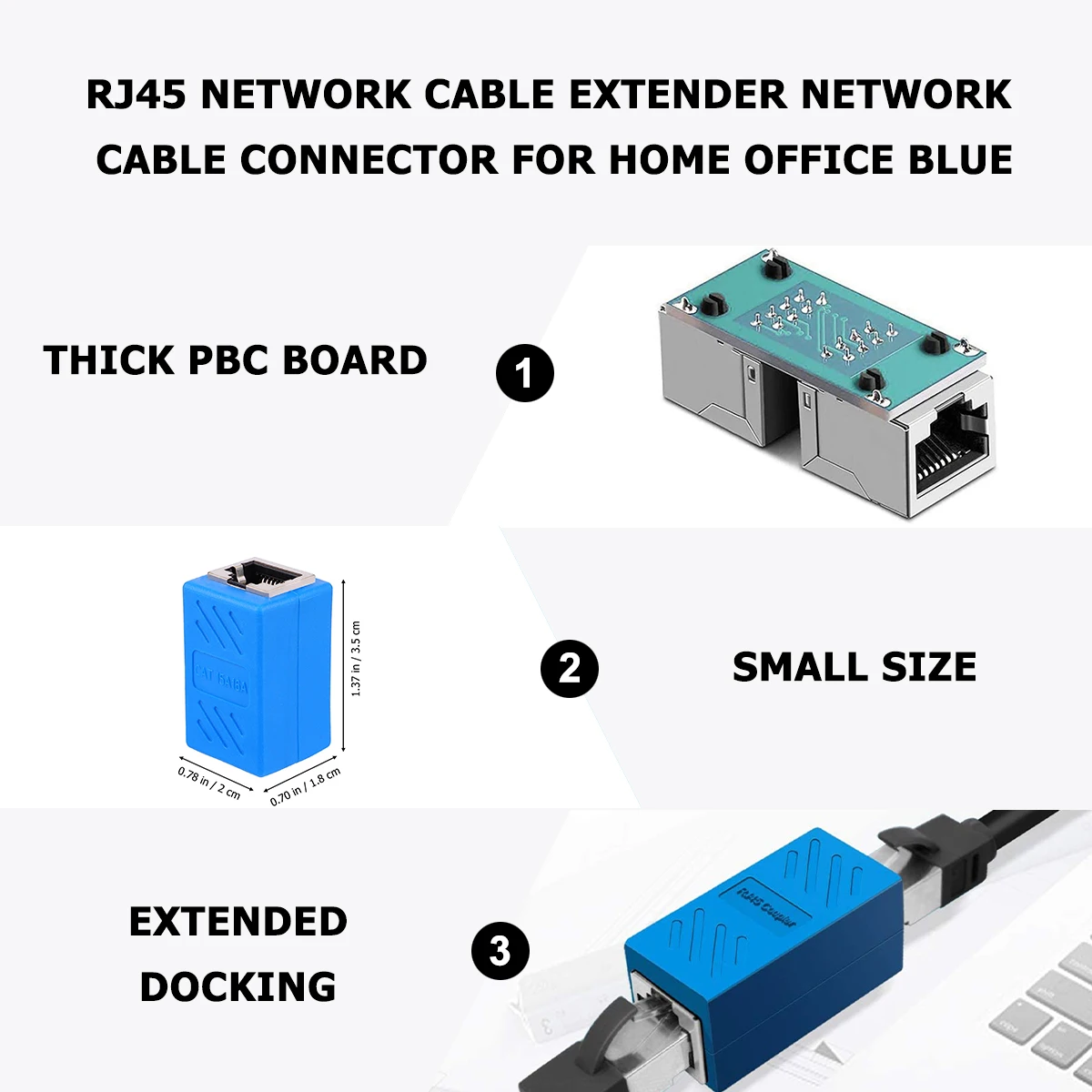 

5pcs Gold-Plated Network Cable Extender Pcb Board Metal Shielding Signal Connector Compact Size For Home Office Blue