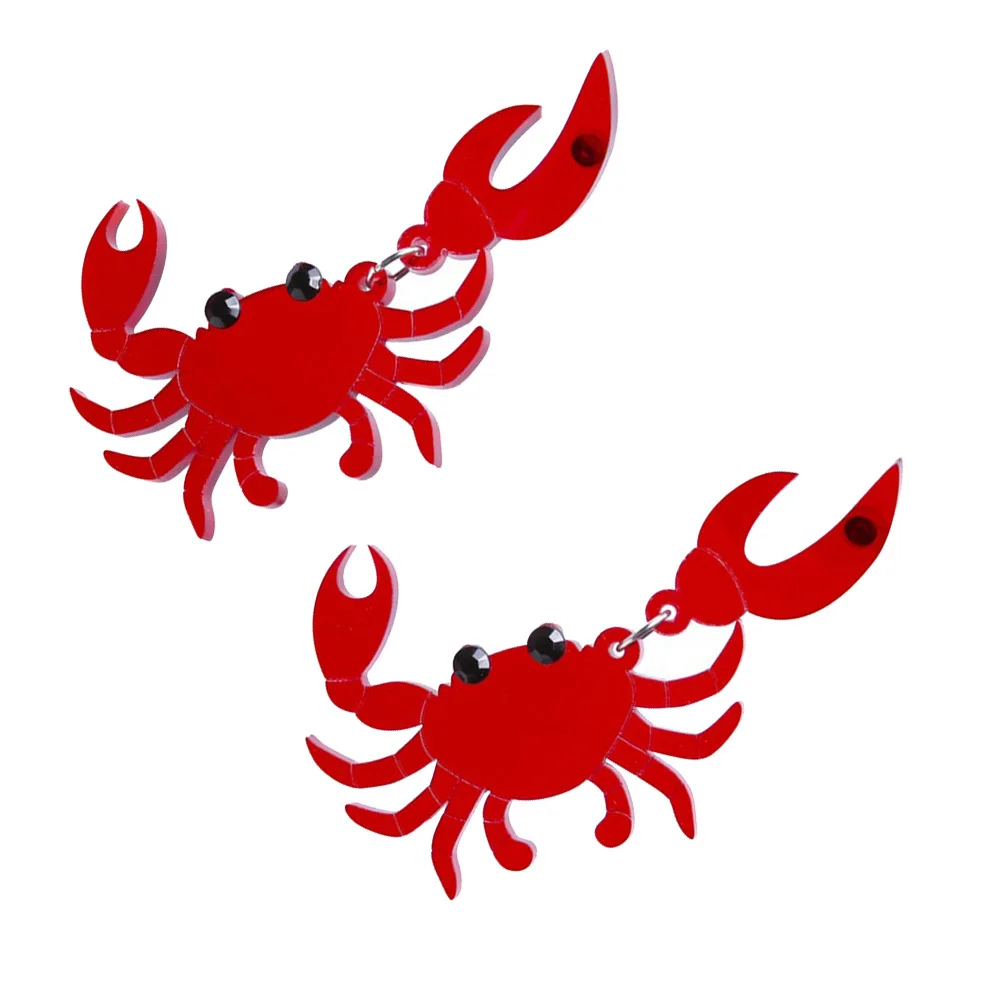 

1Pair Red Crab Shaped Earrings Creative Exaggerated Lightweight Party Statement Drop Earrings Special Jewelry for Women
