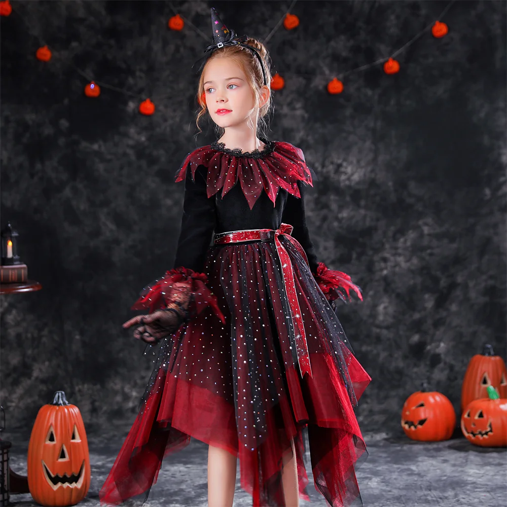 Dideyttawl, disfraz de bruja de Halloween para niñas, vestidos de Cosplay para niños, ropa de vestir para niños, Carnaval de princesa vampiro personalizado