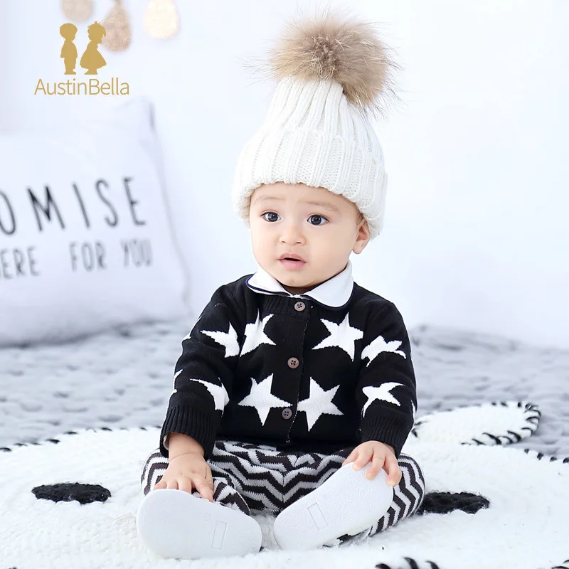 Newborn Baby Boy Star Cardigans Sweater Coat Autumn Winter Fashion Girls Soft Knitted Cardigan Coat Outerwear Toddler Clothing