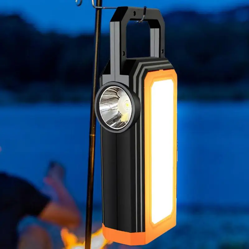 Portable Solar Flashlight Outdoor Waterproof LED Lighting With Side Light 6 Lighting Modes USB Handheld Camping Lantern