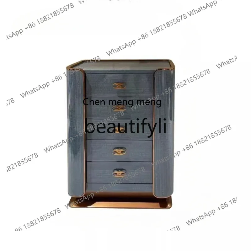 GItalian light luxury living room multi-functional storage bucket cabinet solid wood bedroom bedside wall integrated cabinet
