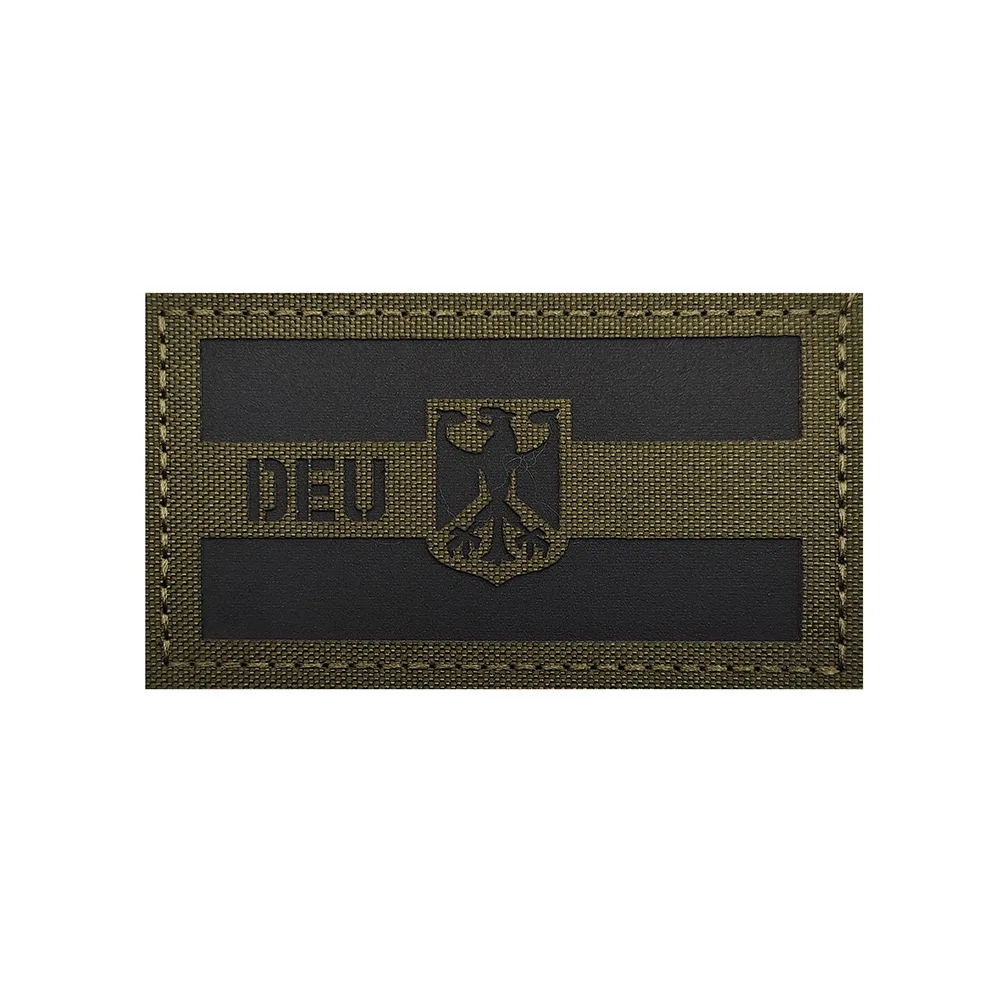 Deutschland-Flagge, bestickt, DEU, reflektierender Infrarot-IR-Patch, Deutschland, deutsches Armband, PVC-Gummi-Abzeichen, Applikationen für Mütze, Rucksack