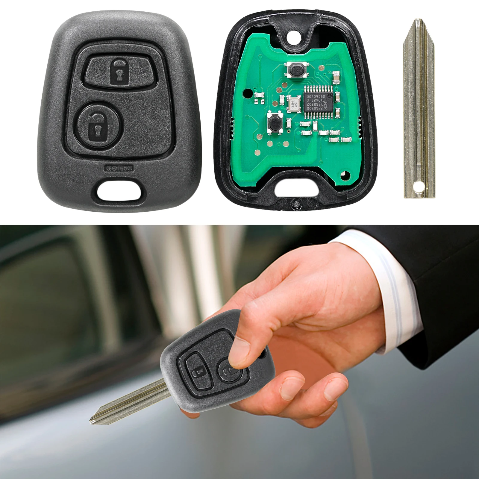 

2-кнопочный пульт дистанционного управления бесключевым доступом ID46 чип дистанционного управления автомобильным брелоком дистанционного управления без ключа для Citroen Xsara Picasso Berlingo