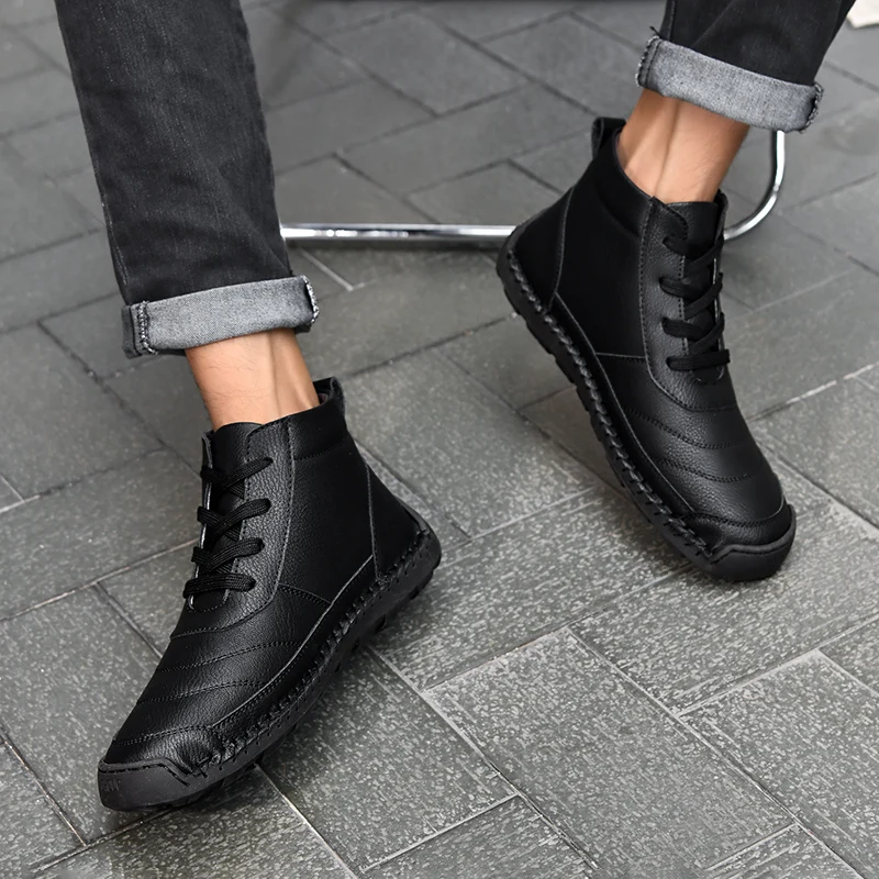 الفاخرة عالية الجودة الذكور حذاء من الجلد ريترو ستايل عدم الانزلاق في الهواء الطلق الرحلات الأحذية أحذية رياضية اليدوية الدانتيل متابعة الرجال أحذية التنزه #3