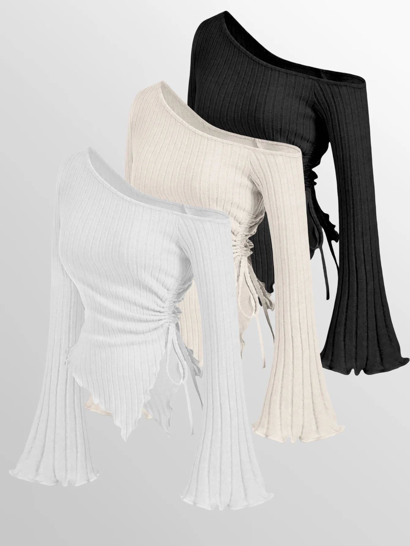 

Новая модная и универсальная однотонная женская футболка из трех предметов.